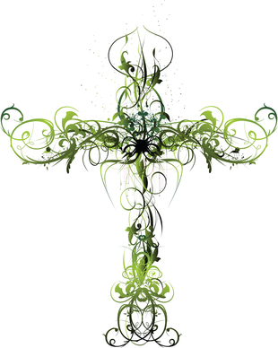 Green Floral Cross
