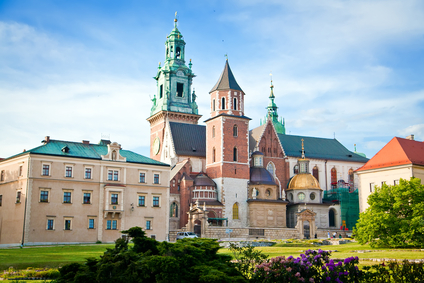 the Basilica of St Stanislaw and Vaclav or Wawel Cathedral on Wawel Hill in Krakow, Poland