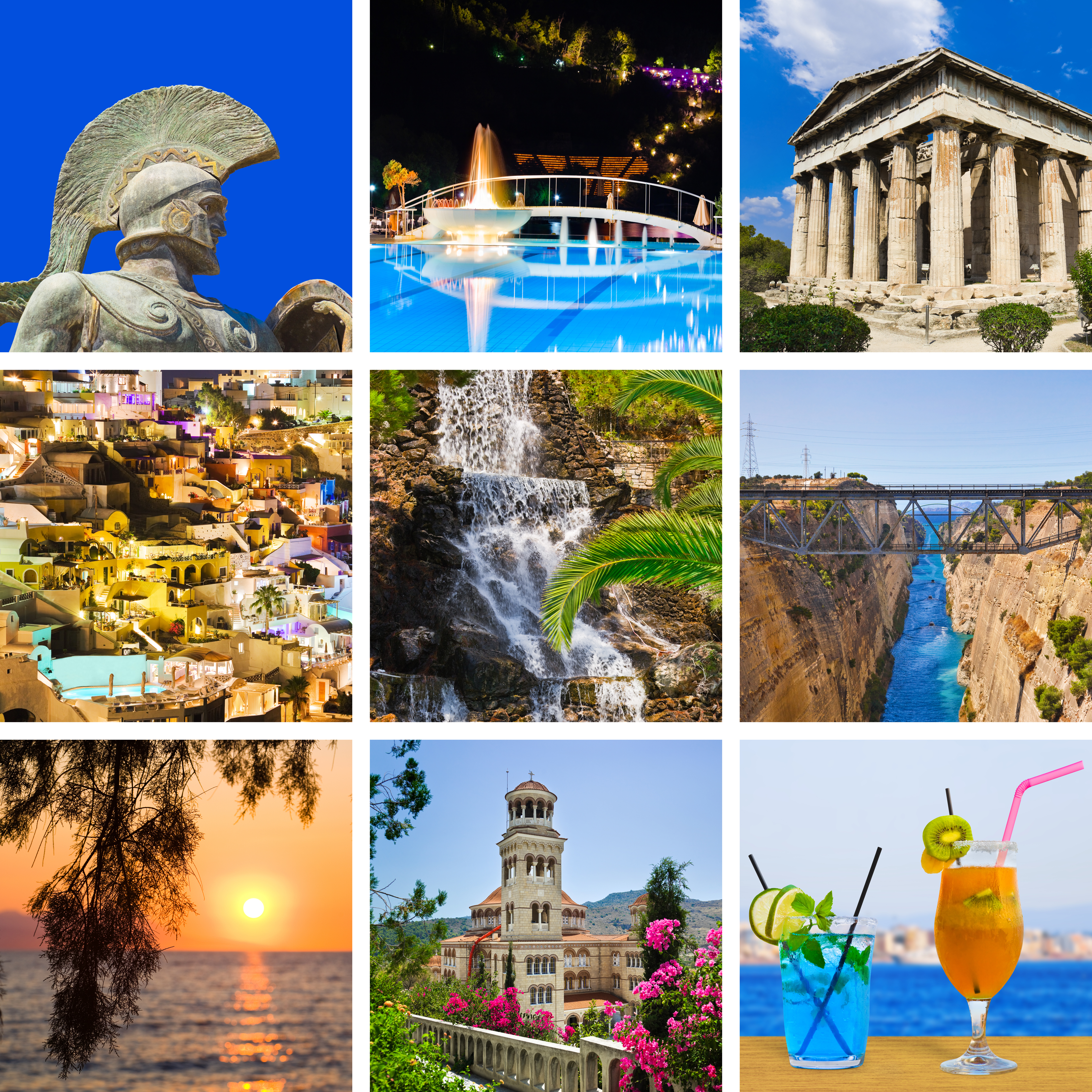 Collage of Greece travel images - nature and tourism background (my photos)